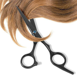 Ciseaux de coiffure professionnels HJ 6 pouces noirs à lame plate pour droitiers, usage en salon de beauté, lame standard électroplaquée - Product Image 1