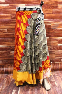 Handmade Double Layer Sari Silk <b>Wrap</b> <b>Skirt</b> Maxi Length Free Size <b>Long</b> <b>Skirt</b> for Women Stylish Breathable and Perfect for Travel - Product Image 2