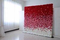 Kunden spezifischer Großhandels preis Künstliche Seiden blumen wand Hochzeits dekoration Blumen wand paneel Hintergrund Rote Rosen wand