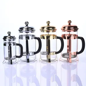 Custom creative thickened glass teapot stainless steel filter press French press coffee pot