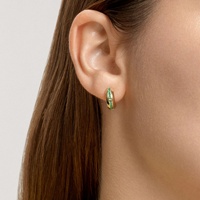 LOZRUNVE 2014 Nuevo diseño Hallazgos de joyería de moda 14K Oro Minimalista Chunky Line Diamond Huggie Pendiente