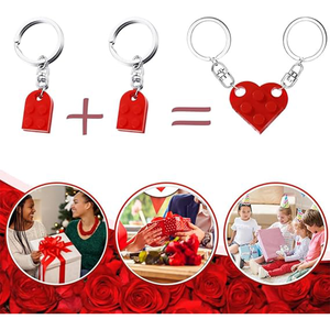 Ensemble de porte-clés en forme de cœur pour couple, personnalisable avec votre propre marque, pour un cadeau d'anniversaire ou de la Saint-Valentin, rouge - Product Image 5
