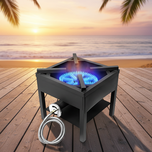 Quemador de Gas Propano de Alta Presión de una Pieza, 1 Quemador, Tipo Banjo, 260,000 BTU, Regulador Ajustable de 0-30 PSI, Manguera de Acero Trenzado para Cocinar - Product Image 3