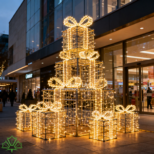 SENZHAO - Juego de Luces LED 3D Grandes con Diseño de Caja de Regalo, IP65, Marco de Hierro, Decoración Navideña para Centros Comerciales y Exhibiciones Comerciales - Product Image 1