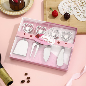 Ensemble de couteaux à fromage en forme de cœur, acier inoxydable, 4 pièces, couverts de cuisine, outils de service pour le beurre et les desserts - Product Image 5
