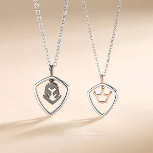 Colliers simples coréens S925 en argent princesse et <span class=keywords><strong>chevalier</strong></span> <span class=keywords><strong>Valentine</strong></span> Couple pour amoureux - Product Image 2