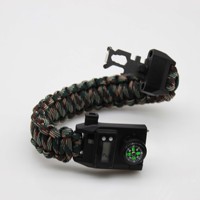 Bracelets de survie en paracorde pour le camping en plein air avec montre numérique, silex, allume-feu, sifflet, boussole