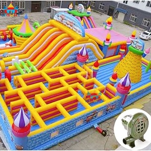 Aire de jeux gonflable géante avec labyrinthe, grande structure de saut 20x20m, capacité 5-10 personnes, installation facile - WINWAYTOYS Parc d'aventure en plein air - Product Image 3