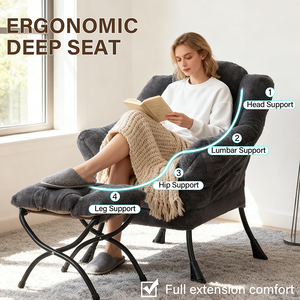 Fauteuil d'appoint moderne avec repose-pieds pliable, <span class=keywords><strong>chaise</strong></span> <span class=keywords><strong>de</strong></span> lecture relaxante, canapé inclinable avec ottoman pour salon et chambre à coucher - Product Image 6