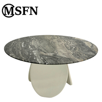 Table à manger ronde moderne en marbre avec piétement sculptural en fibre de verre pour la maison, l'hôtel, la villa, le restaurant