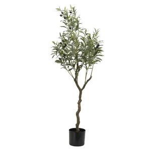 47 "120cm oturma odası ağaç dekor neredeyse doğal diy bonsai siyah meyve zeytin dekoratif ipek ağacı plastik pot