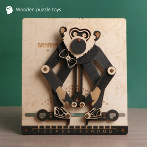 Rompecabezas 3D de corte láser personalizado, regalo ensamblado móvil DIY, modelo de transmisión mecánica de madera de mono, juguetes educativos para niños - Product Image 3