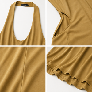 Vestido Maxi Ajustado de Jersey con Cuello Halter y Espalda Descubierta con Aberturas Laterales para Mujer, Marca A&J, con Dobladillo de Sirena, Certificado GRS, Fabricante Personalizado - Product Image 2