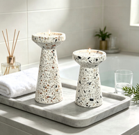 Porte-bougie artisanal en marbre naturel et fer, disponible en version simple ou en ensemble, pour la décoration de table à la maison, à l'hôtel - Anniversaire, mariage, Noël