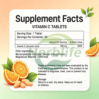 Complément alimentaire en comprimés de vitamine C 500 mg, saveur naturelle d'orange, antioxydant, soutien immunitaire, 90 unités, végétalien, sans gluten