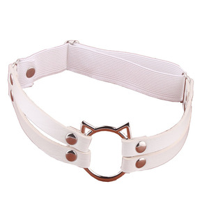 Women Pu Leather <b>Cat</b> Head Garter Belt Leg <b>Ring</b> With Adjustable Strap Street Style Accessory - Product Image 4