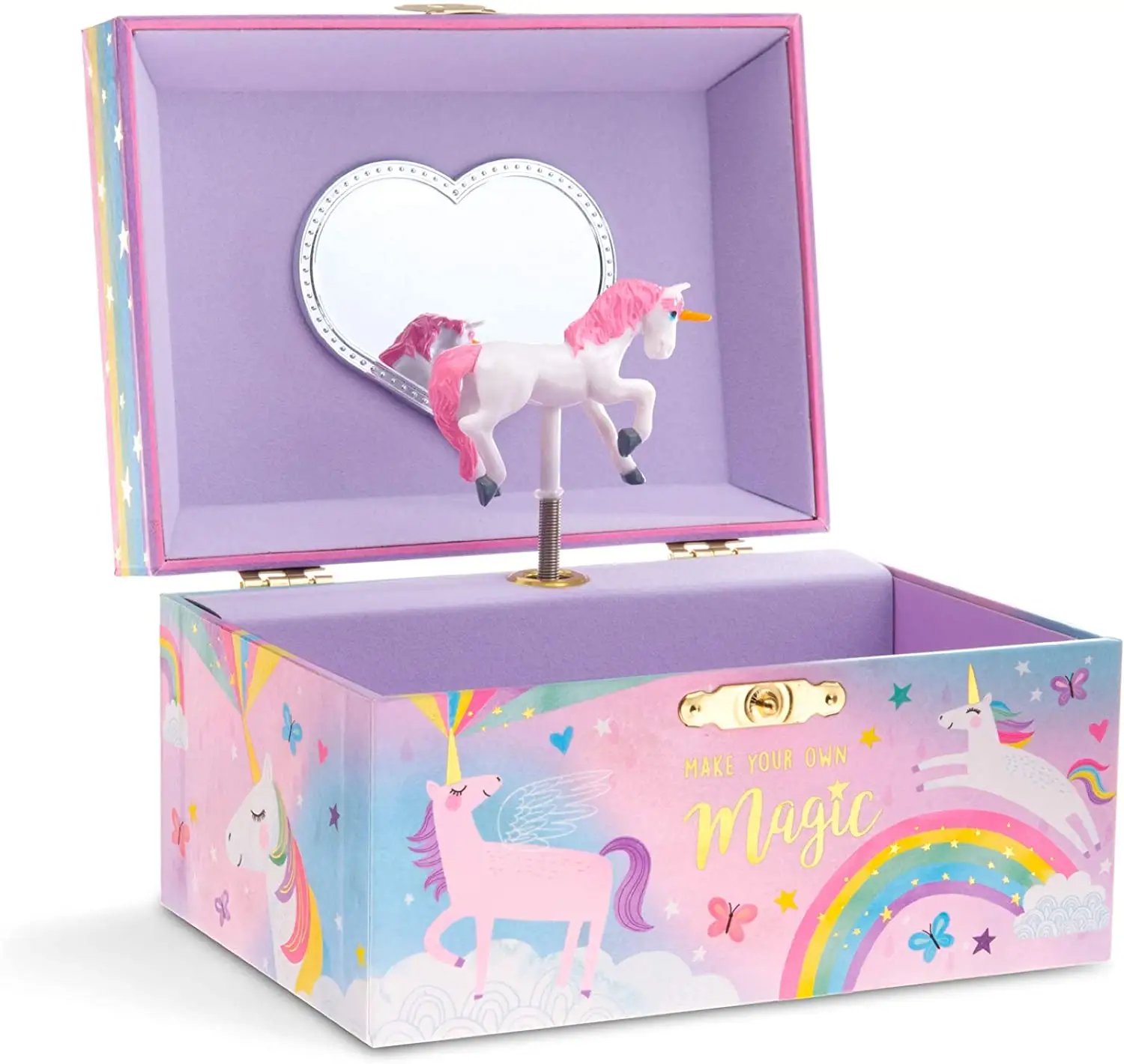 Girl's Musical Jewelry Storage Box with Spinning Unicorn