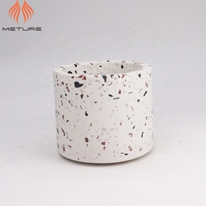Cilindro vaso cilindrico in terrazzo <span class=keywords><strong>bianco</strong></span> con pietre colorate <span class=keywords><strong>vasi</strong></span> per fioriere in <span class=keywords><strong>cemento</strong></span> con base in <span class=keywords><strong>cemento</strong></span> per interni - Product Image 6