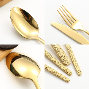 Juego de Cubiertos Desechables de Cuatro Piezas con Diseño Retro en Relieve, Cuchillo y Tenedor para Carne de Acero Inoxidable con Diseño de Patrón de Piedra - Product Image 3