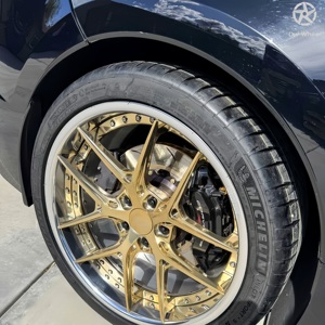 Jantes en alliage forgé DW 2 pièces 17 18 19 20 22 pouces, jantes concaves dorées à <span class=keywords><strong>5</strong></span> branches échelonnées, jantes de course pour VSKF <span class=keywords><strong>Chevrolet</strong></span> <span class=keywords><strong>Corvette</strong></span> C8 - Product Image 4