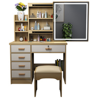 Table de maquillage et de coiffage simple et moderne avec tabouret et miroir, convertible pour hôtel et appartement