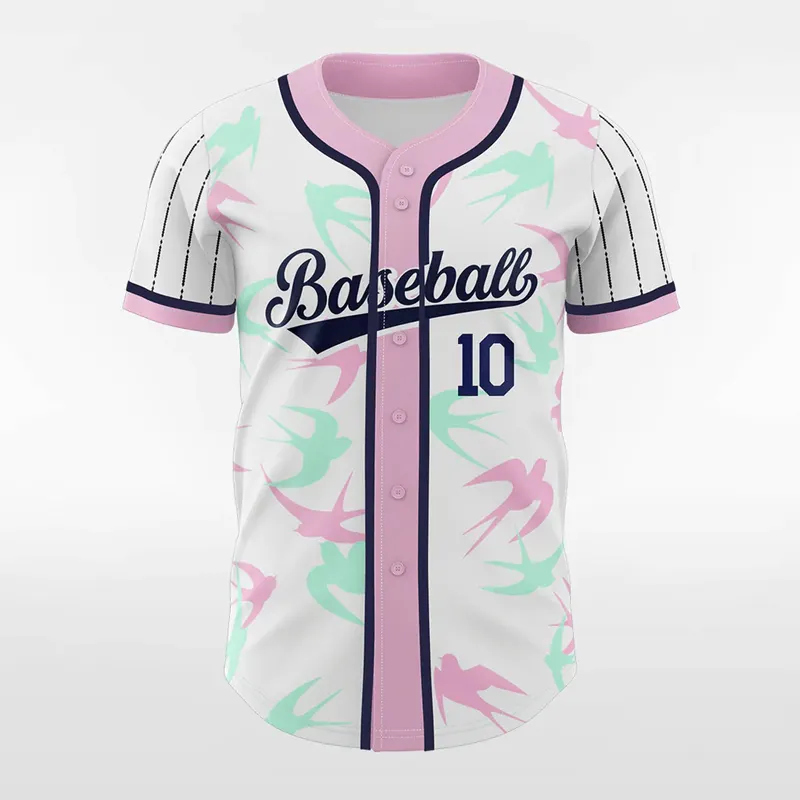 Maillot de baseball rose en polyester avec logo personnalisé