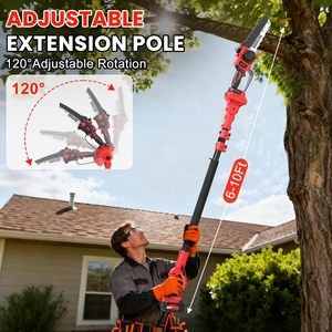 Tronçonneuse à perche télescopique sans balais 21V à batterie, moteur 550W, barre multi-longueurs pour l'élagage extérieur et le jardinage GT-500 - Product Image 3