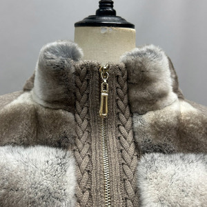 Manteau d'Hiver en Laine pour <span class=keywords><strong>Femme</strong></span>, Doux et Chaud, Véritable Fourrure de Lapin Rex, Blouson en Laine Élégant Décontracté - Product Image 4