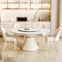 Modernes Komplette-Esszimmer-Tischset mit Metallbeinen für 8 Personen, Marmorplatte, Montiert für Heim- & Hotelgebrauch, Vielseitig für Apartments
