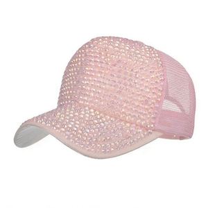 Casquette de baseball en maille pour femme avec patch en cristal et strass, style camionneur, vente en gros - Product Image 3