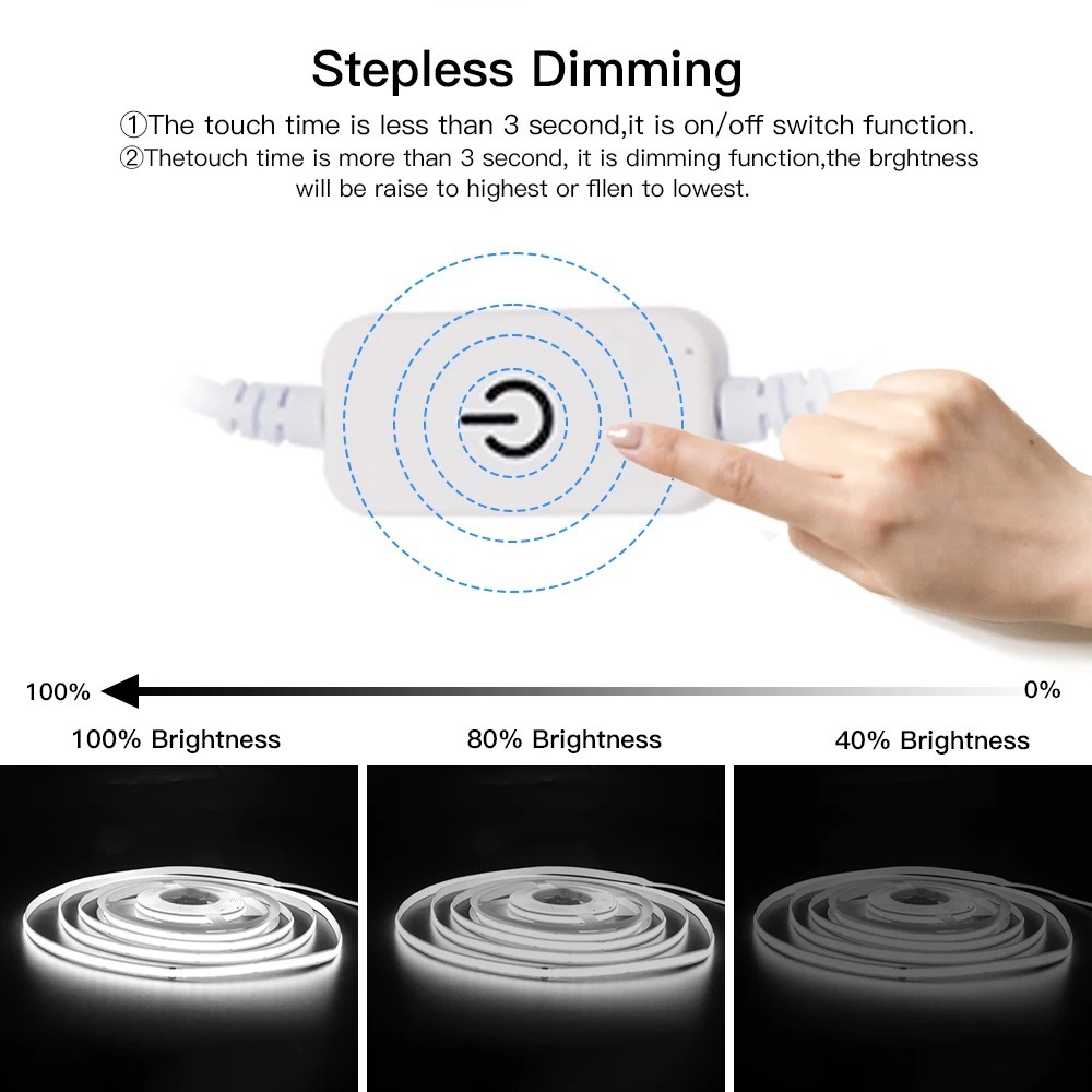 5V USB on Off Touch Dimmable Switch COB Led Strip Lights Rope Light with Usb Plug Cob Dimmable Led Strip · image 6