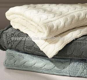 50cf96 100% algodón 100% acrílico 100% lana Mohair hecho a mano Chunky Cable tejido piel sintética <span class=keywords><strong>Sherpa</strong></span> manta trasera - Product Image 4