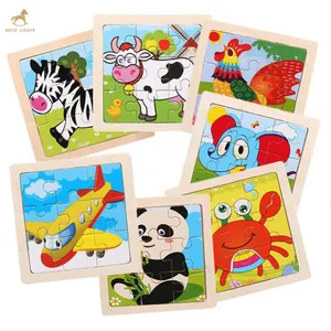 Jouets éducatifs précoces Montessori pour bébés, 9 pièces, petits animaux, puzzles en bois - Product Image 1