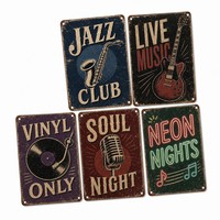 Panneaux Métalliques Rectangulaires Imprimés UV Style Vintage, Personnalisables, Étanche et Durables, Plaques en Étain Métallique Rétro pour Décoration