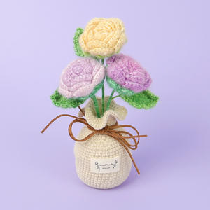 Fleurs au crochet faites à la main, bouquet de fleurs au crochet en forme de chèvrefeuille, cadeau de Saint-Valentin <span class=keywords><strong>pour</strong></span> la décoration intérieure - Product Image 6
