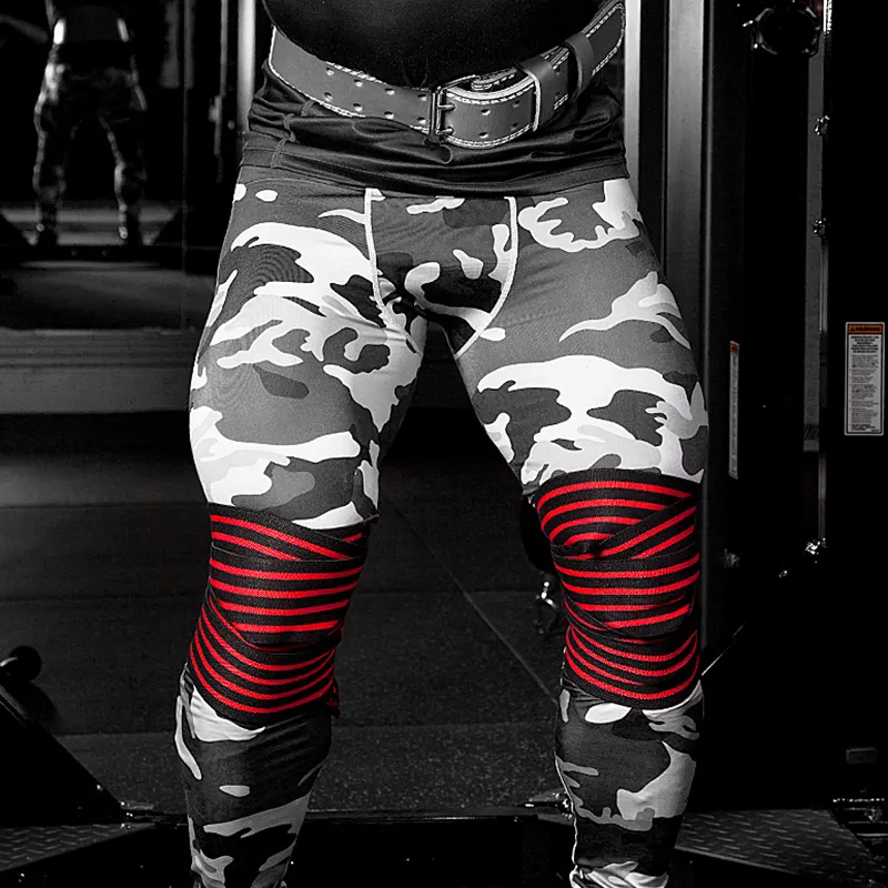 Lutut Wraps Angkat Berat Tali Guard Bantalan Lengan Power Bernapas Gym Perban Lutut Brace