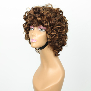 IMMI HAIR Cut parrucche corte per <span class=keywords><strong>capelli</strong></span> umani <span class=keywords><strong>ricci</strong></span> per donna nera parrucche Bob onda d'acqua profonda nessuna parrucca anteriore in pizzo con frangia 8 pollici - Product Image 2