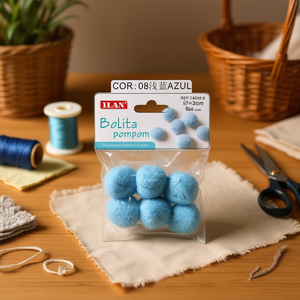 ILAN <b>Wool</b> Pompom 3.0 Cm Light Blue <b>Craft</b> Supply - Product Image 3