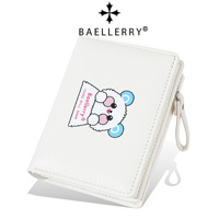 Dompet Kartun Kecil Baru Baellerry untuk Wanita, Dompet Lipat Tipis dengan Resleting, Tempat Kartu dari Kulit PU, Dompet Musim Semi yang Lucu dan Trendi