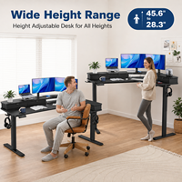 Bureau debout en L moderne de haute qualité, 63 pouces, électrique, à hauteur réglable, double moteur, cadre en acier robuste, mémoire