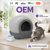 Bac à litière intelligent pour chat, grande capacité 65L, à fermeture automatique, anti-odeurs, écologique, avec capteur de gravité et contrôle via application Tuya, vente en gros