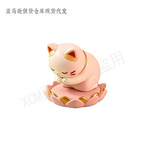 Cadeau en résine personnalisé - Figurine de chat porte-bonheur souriant sur base nuage, patte surélevée. Symbole porte-bonheur. Cadeau idéal pour la décoration de la maison européenne - Product Image 3