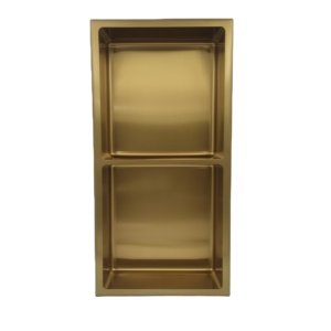 Miroir de salle de bain en acier inoxydable, intégré, noir, or, blanc, Nickel brossé, mur de salle de bains, <span class=keywords><strong>niche</strong></span> de <span class=keywords><strong>douche</strong></span> avec étagère - Product Image 1