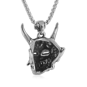 Colgante de máscara de monstruo de acero inoxidable con cuernos dorados, collar para hombre, cadena de diseño geométrico, 3,0x60 cm - Product Image 2