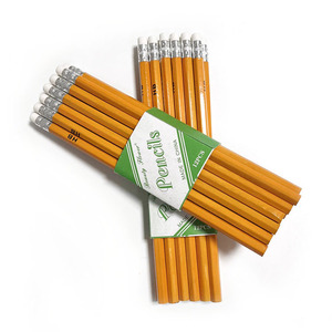 Lot de crayons hexagonaux en bois jaunes écologiques Surwin modèle 505, 2B HB, avec gomme, pour enfants - Prix usine - Product Image 2