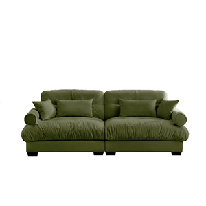 Canapé moderne deux places en velours grande taille avec accoudoirs rembourrés, coussins de soutien lombaire et décoratifs - Convertible pour appartement et hôtel - Product Image 5