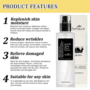 Productos Coreanos para el Cuidado de la <span class=keywords><strong>Piel</strong></span> al por Mayor con Marca Privada OEM, Esencia Hidratante Original con 96% de Mucina de Caracol, Suero Facial de Caracol - Product Image 2