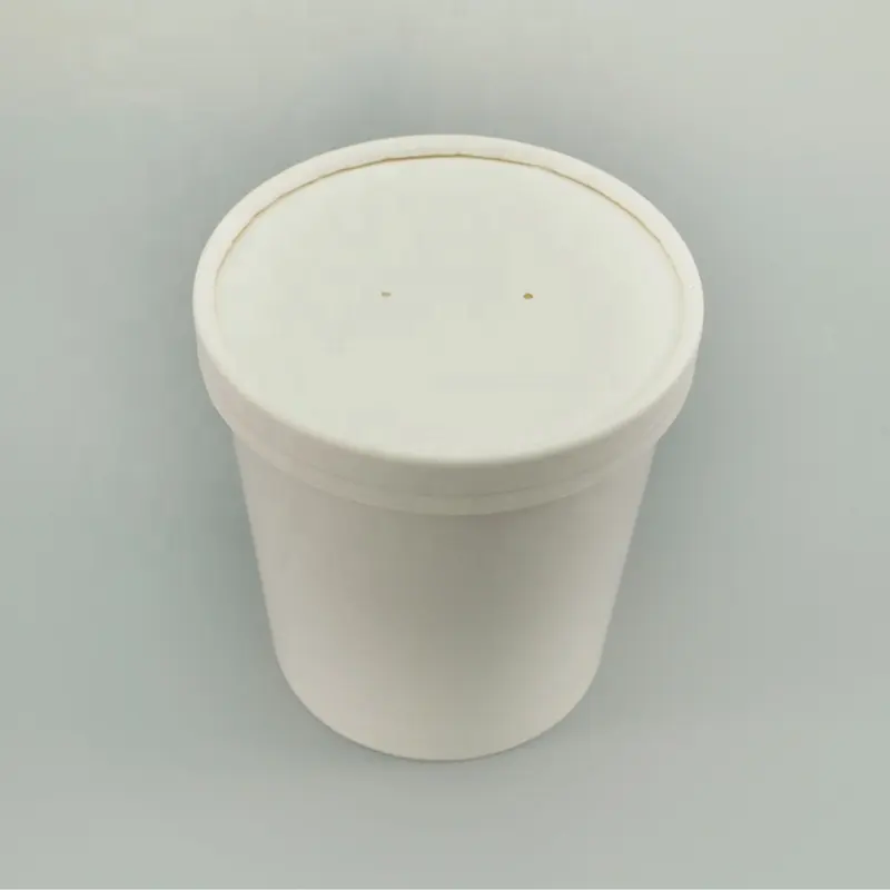 8 온스 이중 폴리 코팅 백지 식품 수프 컵 (통풍된 종이 뚜껑 포함)