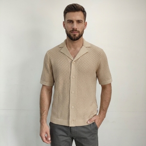 <span class=keywords><strong>Andor</strong></span> - Camiseta de Manga Corta para Hombre, Tejida, de Alta Calidad, Corte Regular, Estilo Informal, Otoño, con Diseño de Pointelle - Product Image 4