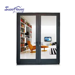 Hurricane Proof Impact Soundproof Smart Interior Doors French Door Thermal Break Front Double Glass Casement Commercial Doors